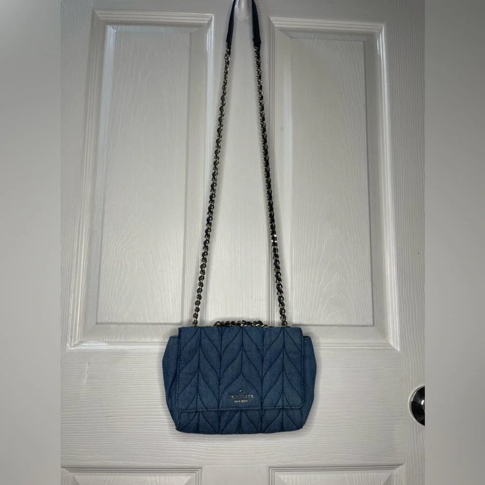 Sold‼️Kate Spade Emelyn Quilted Denim Shoulder Crossbody - Picture 2 of 10